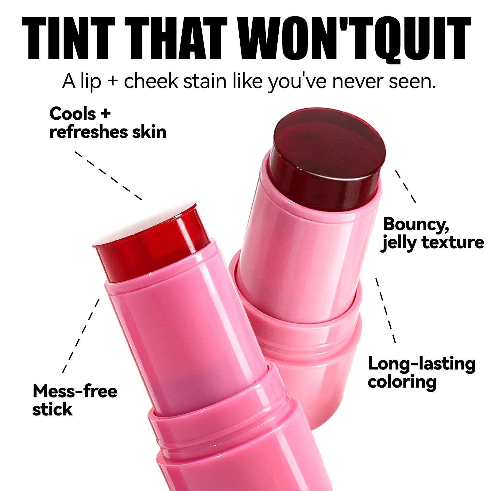 MLSMILE Jelly Blush Lip Cheek Dual-use Clear Lip Dye Lipstick Brightening Lip Gloss Stick Longlasting Easy To Smudge Cosmetics 2