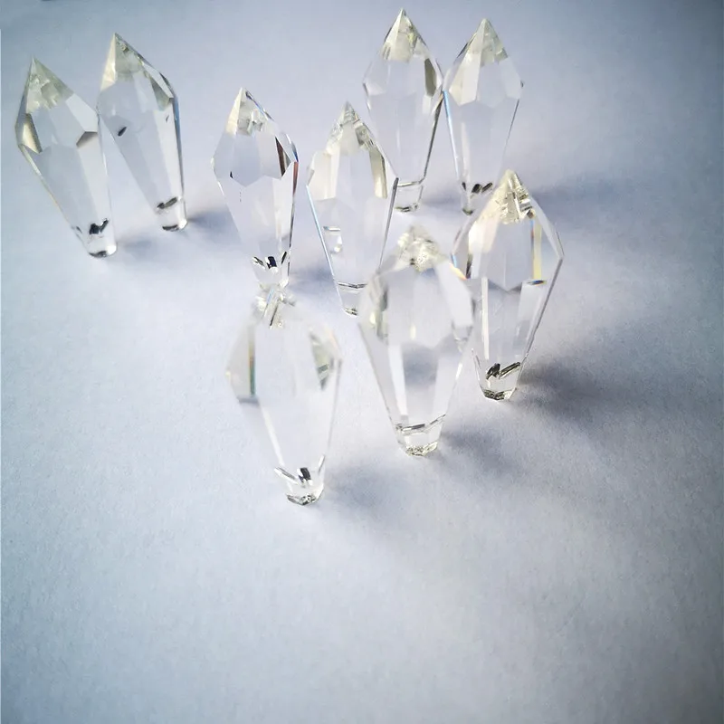 Chandelier Crystal Drops 10pcs Clear Crystal Icicle U-drops Chandelier Prisms Glass Lighting Parts 38mm Curtain Accessories
