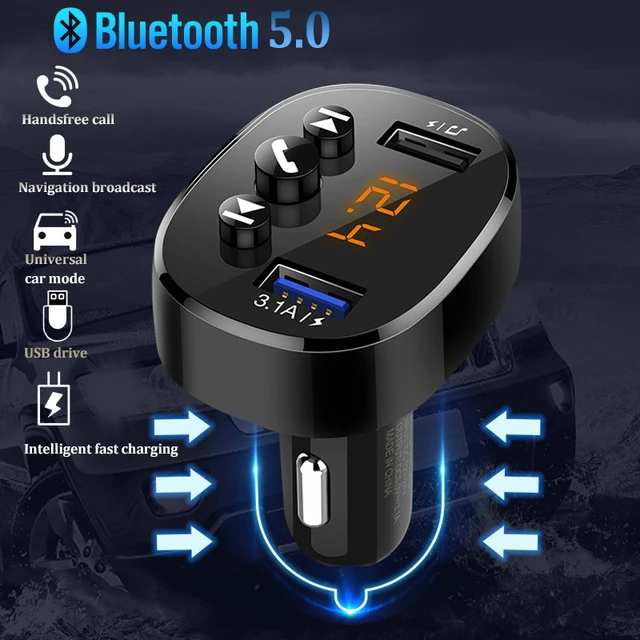 Adaptador Bluetooth 5,0 para coche, receptor sin pérdidas, reproductor de  Audio MP3, manos libres, 3.1A, cargador rápido USB Dual, adaptador para  encendedor de cigarrillos - AliExpress