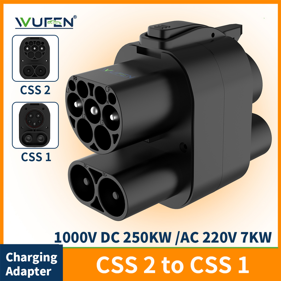 WUFEN 250KW DC+AC From CCS2 Charger to CCS1 US Car EV CCS2 to CCS1 Electric Vehicle Charger Fast Ev Charging Adapter Auto part