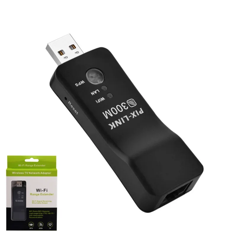 Kebidumei 범용 무선 와이파이 범위 확장기, 300Mbps, 무선 TV 와이파이 어댑터, 네트워크 카드, 삼성에 적합한 LG  TV용