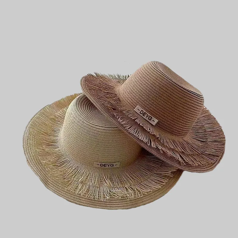 

Summer Hat for women Parent-child straw hat sombrero Tropical style tassel Sun protection sun hat wide brim beach hat for girl