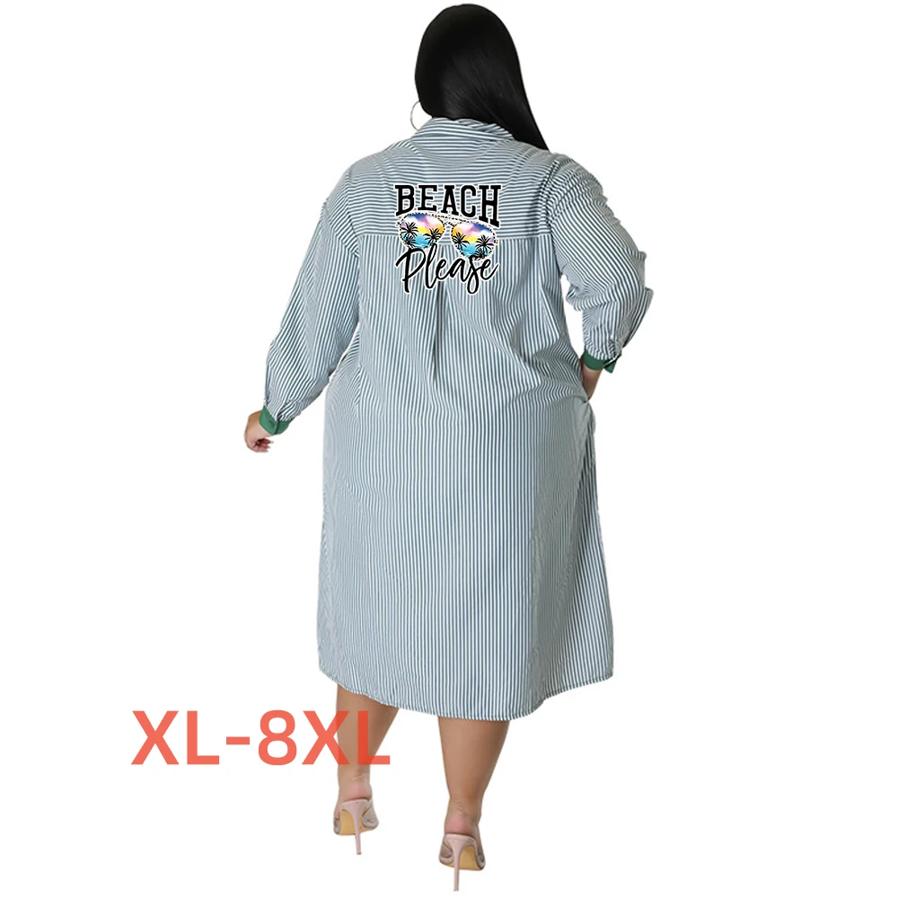 

Plus Size 4xl 5xl 6xl 7xl 8xl Woman Tops and Blouses Beach Print Blusa Mujer Dames Blouses Lange Mouwen Blusones Sueltos