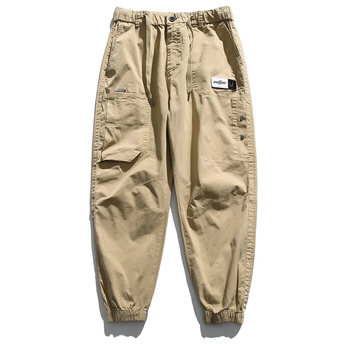 Elmsk Workwear pants, men's trendy and versatile leggings, casual sports pants, Japanese vintage button up oversized loose pants
