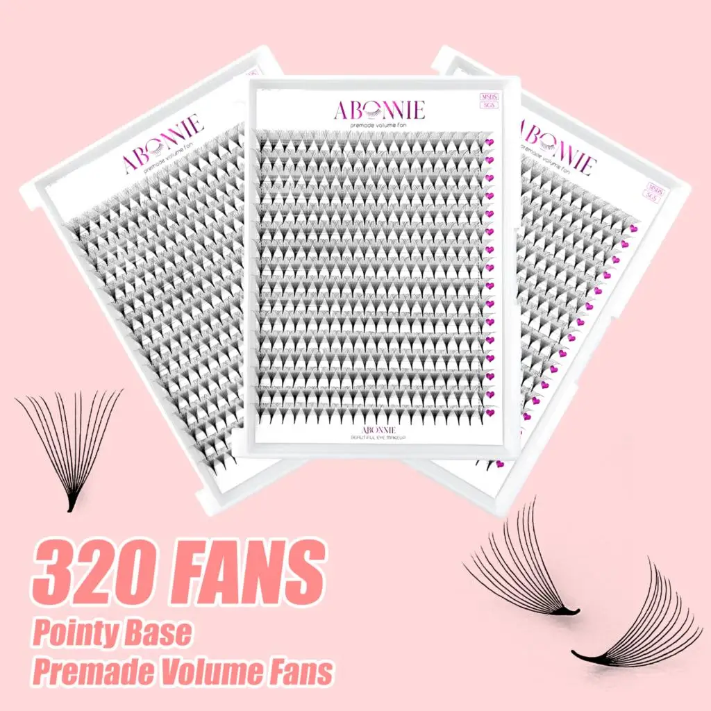 

Abonnie Pointy Base Premade Volume Fans 320 Fans Medium Stem Sharp Thin Pre Made Russian Volume Fans Eyelash Extensions