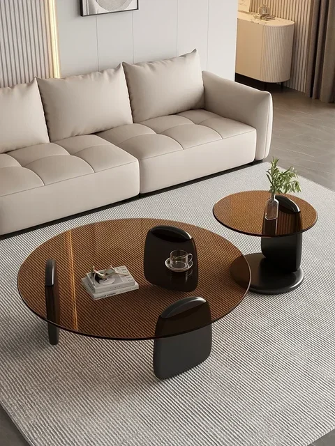 Glass Round Table, Multi-colour Size Set, Tea Table Coffee Table, High Temperature Resistance, Easy To Clean, Office Cafe Home 3
