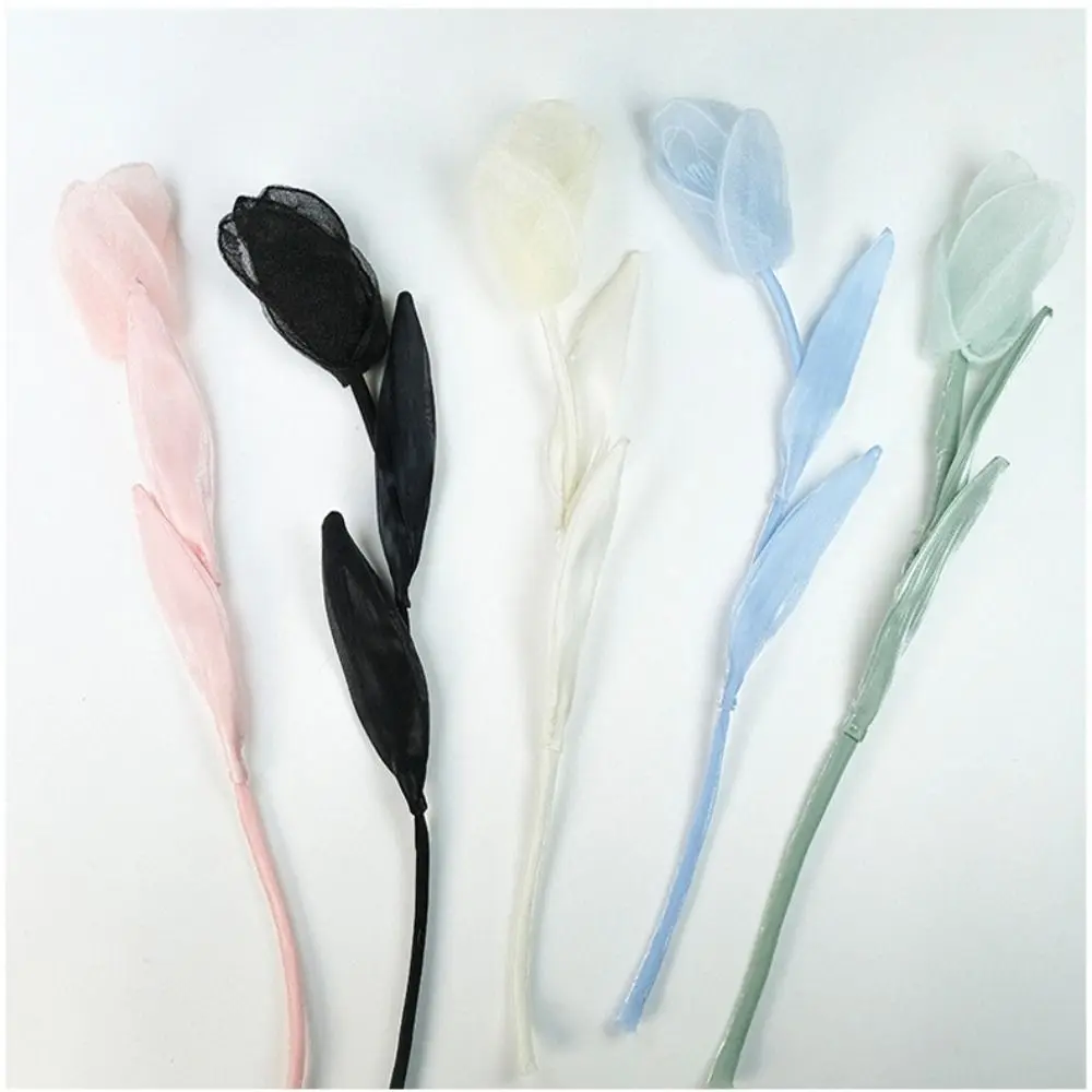 

5 Pcs Solid Color Cloth Fabric Flower New Gauze Flexible Decoration Applique Lightweight Flower Clothing Accessories Sweater