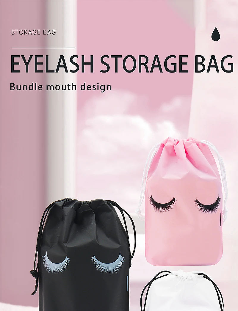 20 stücke Wimpern Verlängerung Kosmetische Lagerung Taschen Make-Up Taschen Reise Beutel Kulturbeutel Fällen Mit Kordelzug Für Frauen Mädchen – Detail 1