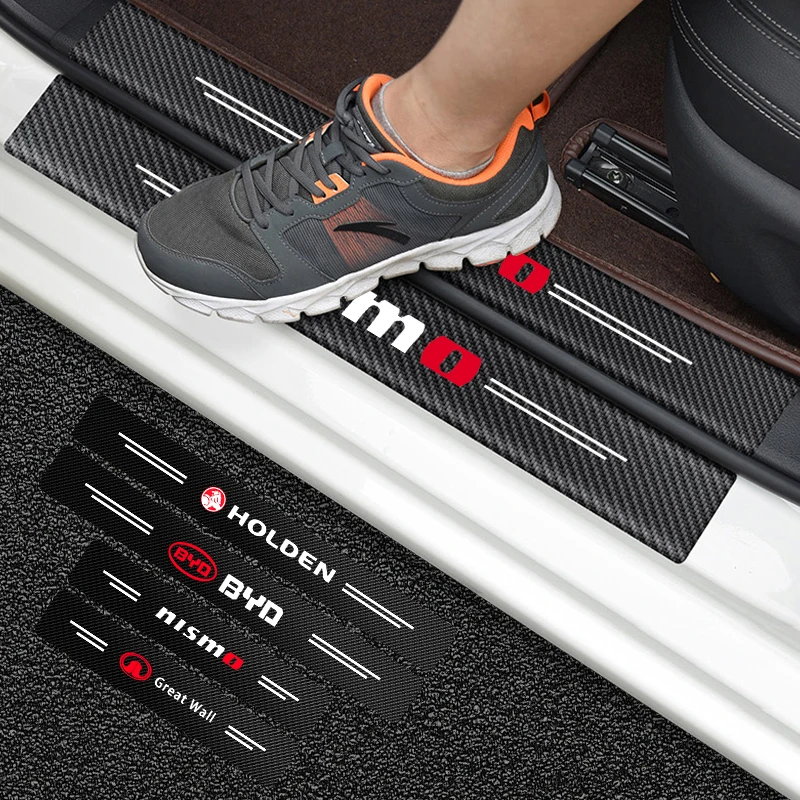 MPXQISVB 5 Pièces Protection Seuil De Porte Voiture Pour Kia Rio III Hatchback (UB) 2011-2015, Plinthes Seuils De Porte En Fibre De Carbone Autocollant Avec Logo Car Accessoires