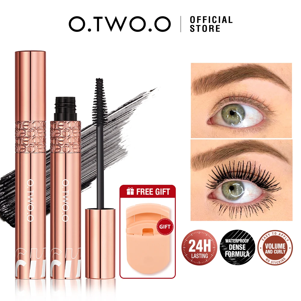 O.TWO.O Mascara Waterproof Lengthens Eyelashes Extension Black Non-smudge Lengthening Volume 5D Silk Fiber Mascara Cosmetics