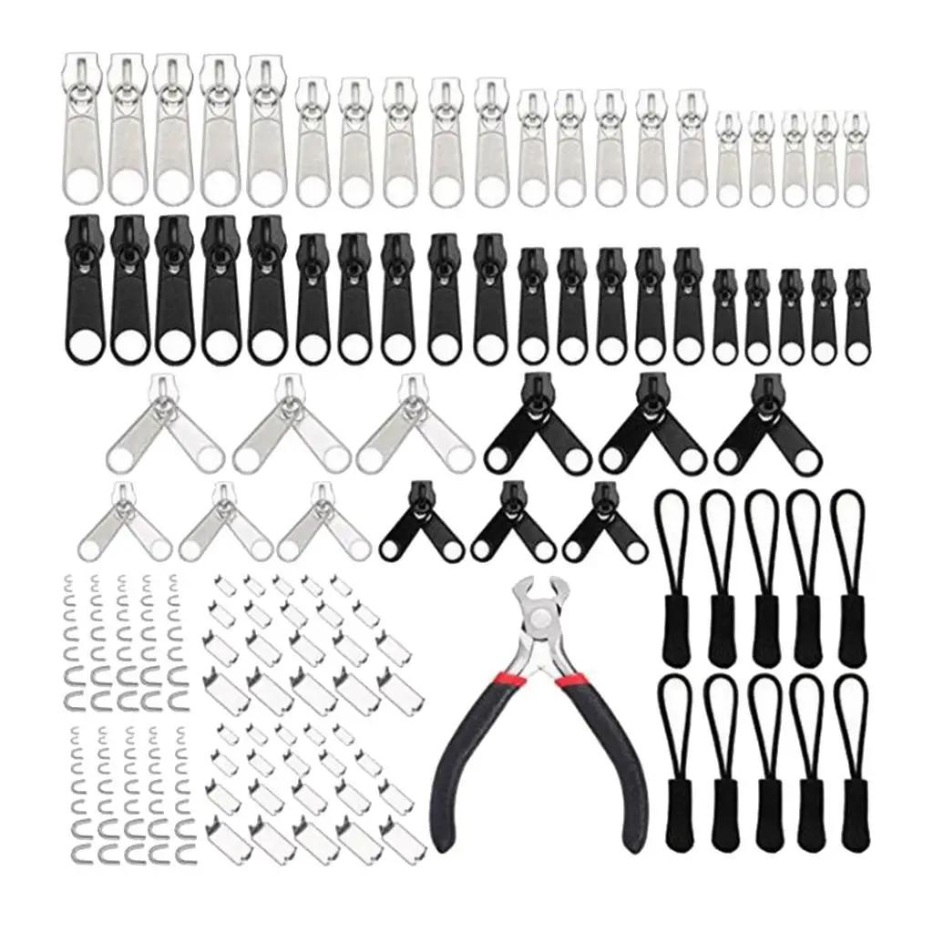 183Pcs Replacement Zipper Repair Fixer Metal Head Install