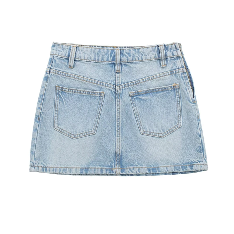 

Summer New Simple Fashion Slim High Waist mini Denim Bag Hip Skirt All-match Denim Skirt