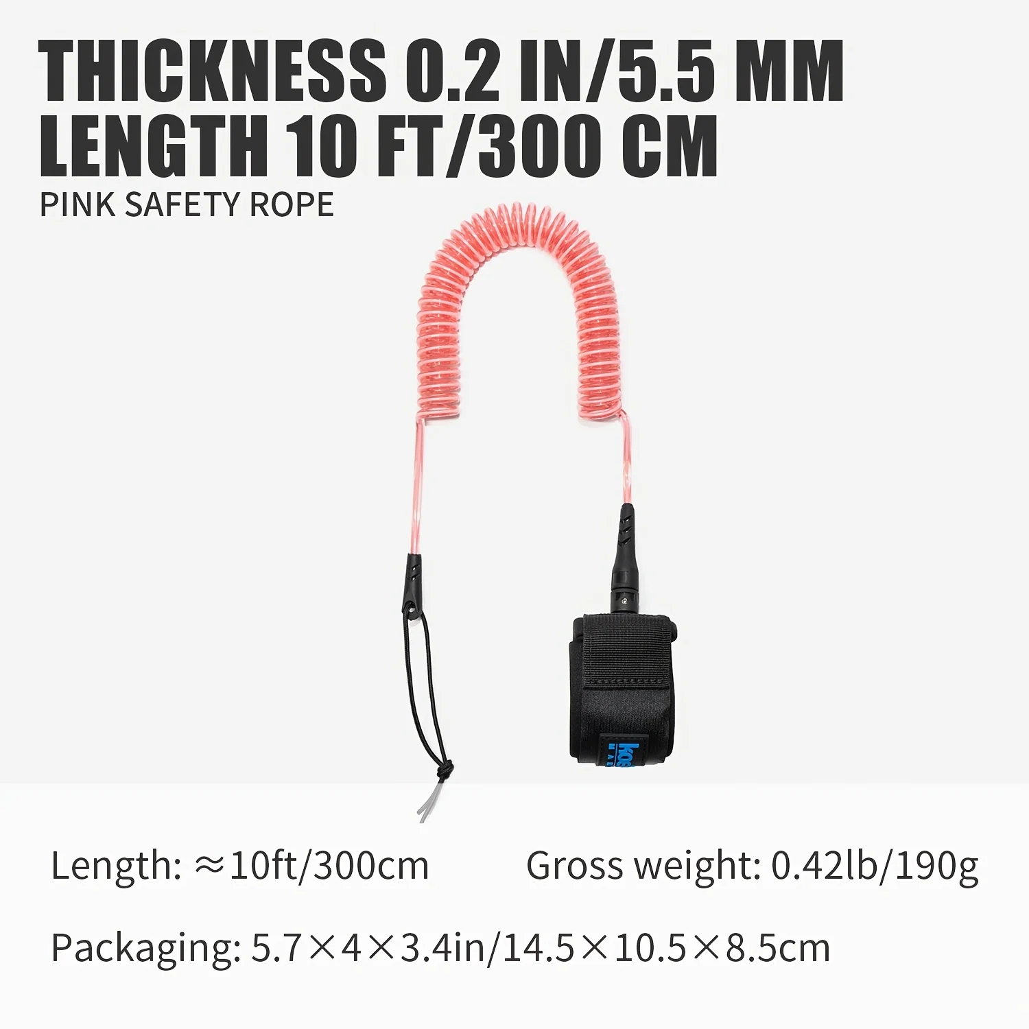 Durable TPU Paddle Board Leash with Comfortable Ankle Strap, 10FT