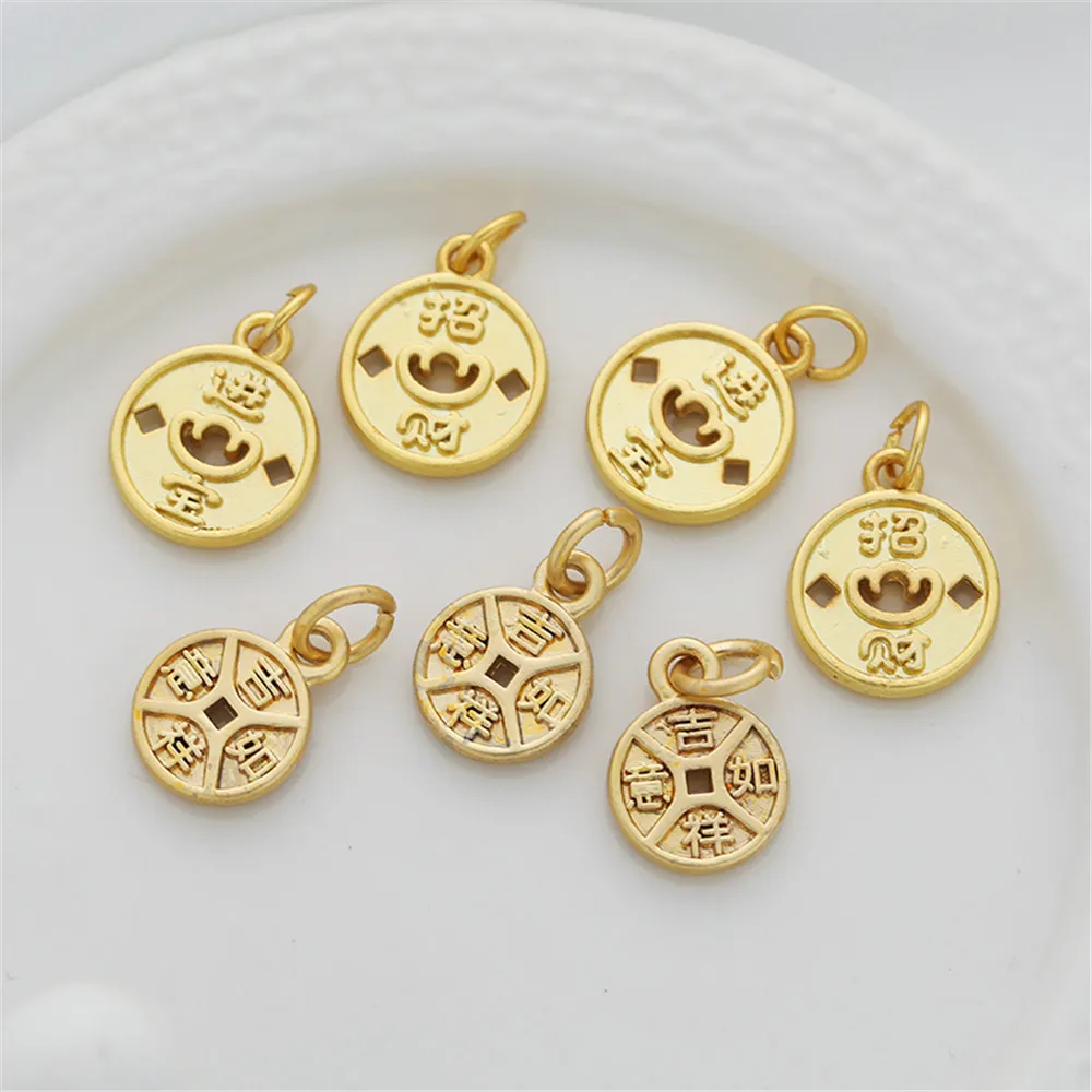 

18k dumb gold ancient method gold to attract money and treasure 12mm round pendant diy handmade necklace bracelet hanging