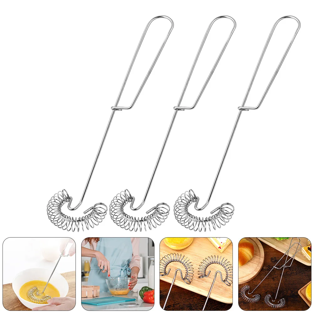 

3 Pcs Stainless Steel Egg Beater Blenders Kitchen Tools Whisk Stirring Rod Eggs Metal Eggbeater