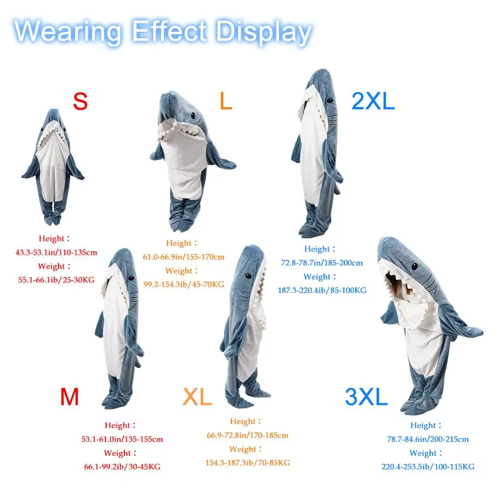 Cartoon Shark Sleeping Bag Pajamas Office Nap Shark Blanket Karakal High Quality Fabric Mermaid Shawl Blanket For Children Adult images - 6