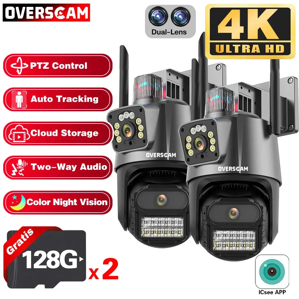 4K 8MP PTZ WiFi Camera Dual Lens Auto Tracking Human Detection CCTV Video Outdoor Surveillance Camera Security IP Cameras ICSee