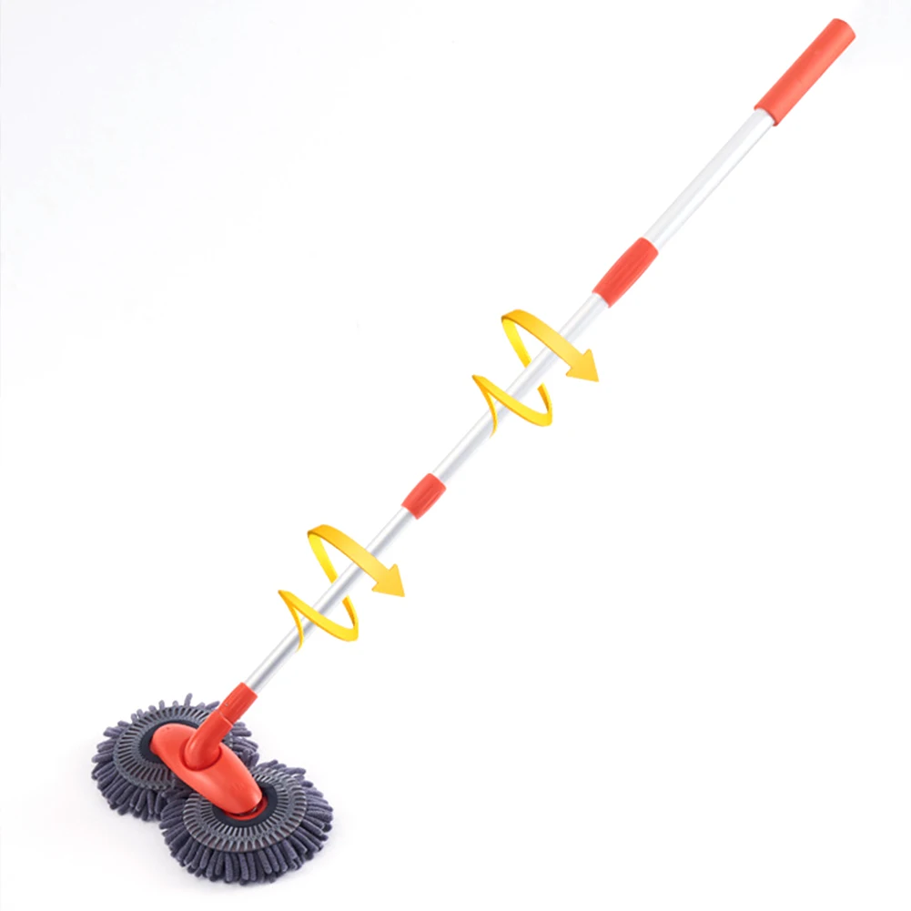 Car Mop Double Brush Head Stretching Handle Car Wash Brush Long Handle Cleaning Mop Windshield Roof Window Cleaning Maintenance 5