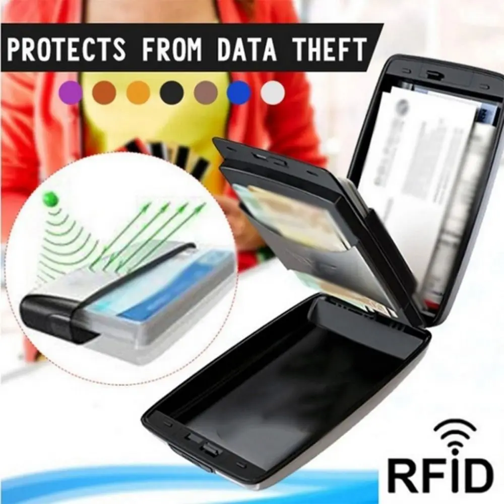 Porta carte di credito di grande capacità Porta carte Porta passaporto antifurto Portafoglio leggero con blocco RFID in lega di alluminio