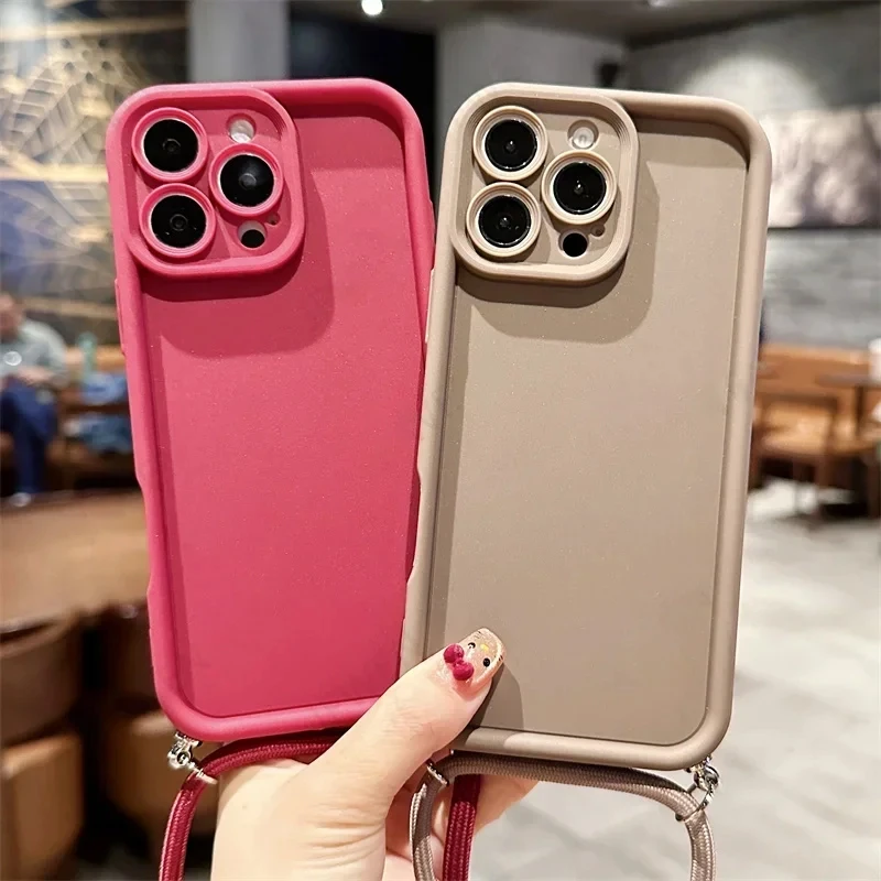 Elegant Crossbody Silicone Phone Case with Adjustable Strap