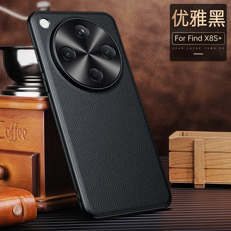 Premium Genuine Cowhide Litchi Leather Hard Cover - Full Protection Case in Elegant Design