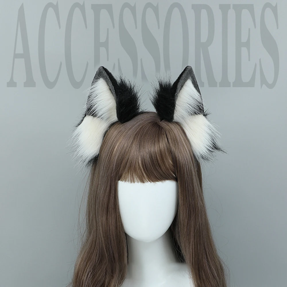 

Cute Cosplay Plush Furry Dog Wolf Ears Headband Hairband for Women Girls Lovely Lolita Headwear Halloween Cartoon Party Props
