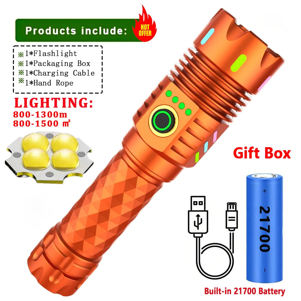 높은 전력 XHP70 LED 손전등 전술 토치 USB 충전식 랜턴 방수 램프 캠핑 야외에 대 한 매우 밝은 랜 턴