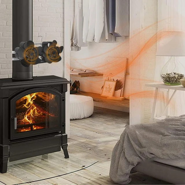 Double Headed Wood Burning Stove Fan 6-Blade Heat Powered Fan For Log Burning  Fireplace Fan