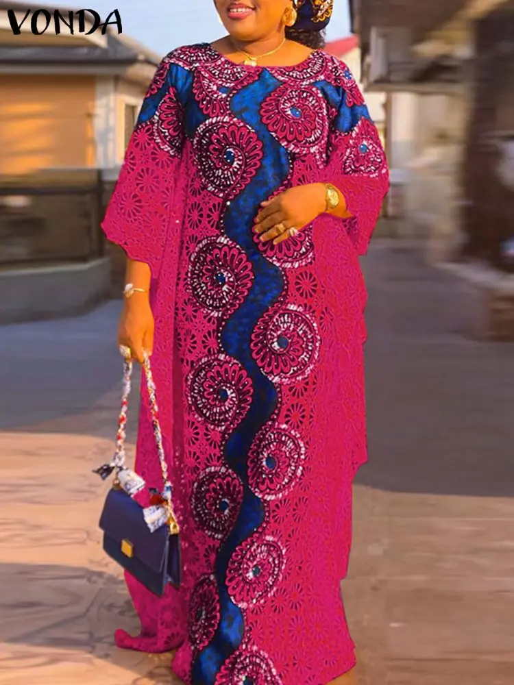 

VONDA Women Summer Long Maxi Dress 2024 Party Dresses Casual Loose Floral Printed Sundress Vintage Holiday Vestido Bohemian Robe