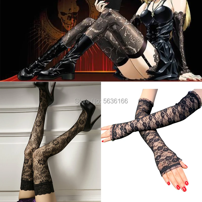 Socks Death Note Misa Tights Sun Protection Socks Lace Sleeve Death Note Misa Amane Stockings Cosplay Gloves Stockings