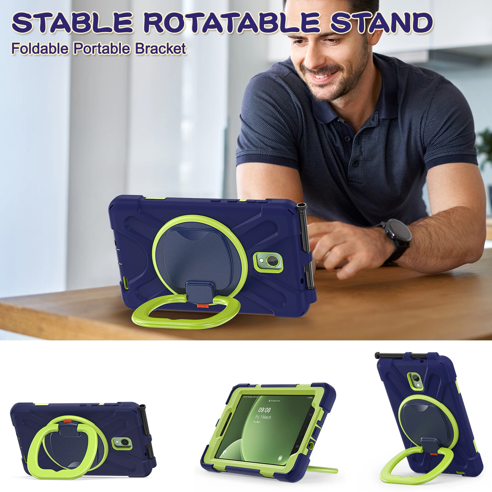Heavy Duty Rugged Tablet Case with Shoulder Straps - Impact Resistant Cover and Holder