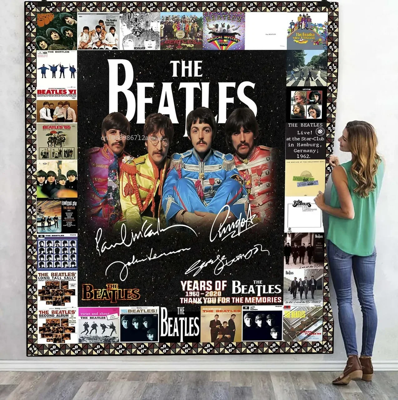 Rock Band Music Soft Flannel Blanket B-Beatles Signature Throw Blanket Soft Art Poster Bedspread Sofa Air Conditioner Cover 2