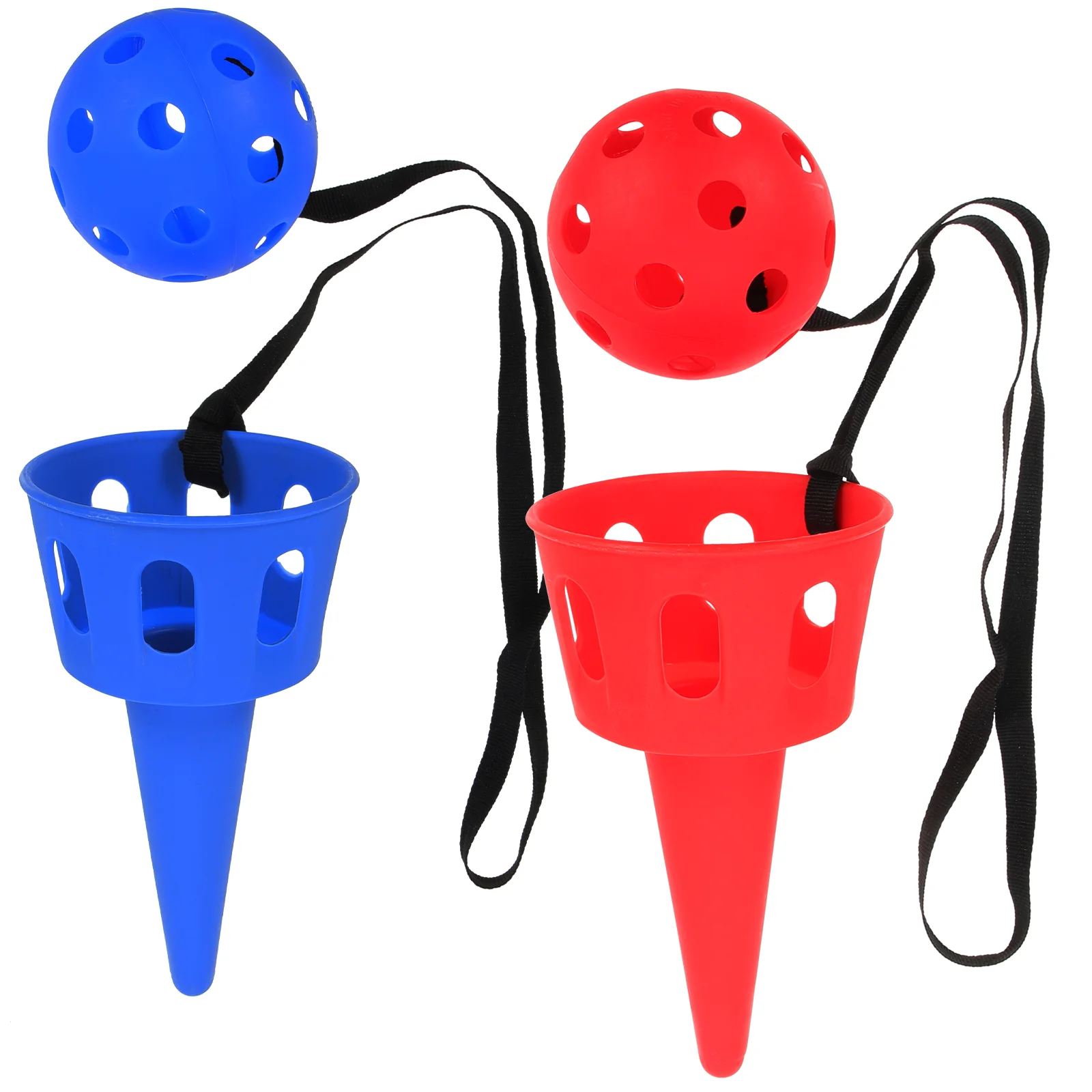 2 Sets of Scoop Ball Toys Throw Chuck Ball Toy Outdoor Activities Ball for Kids (Red and Blue) catch game 2