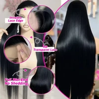 Perruque sans colle, lisse comme un bâton, avec dentelle HD 13x4 13x6, cheveux humains pour femmes noires, pré-épilée, perruques frontales brésiliennes 13x4 2
