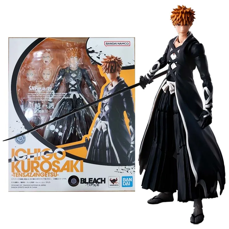 Фигурка Bandai Отбеливатель Аниме фигурки SHF Ichigo Kurosaki Tensazangetsu Коллекционная модель экшн-Фигурки игрушки для мальчиков Детский подарок