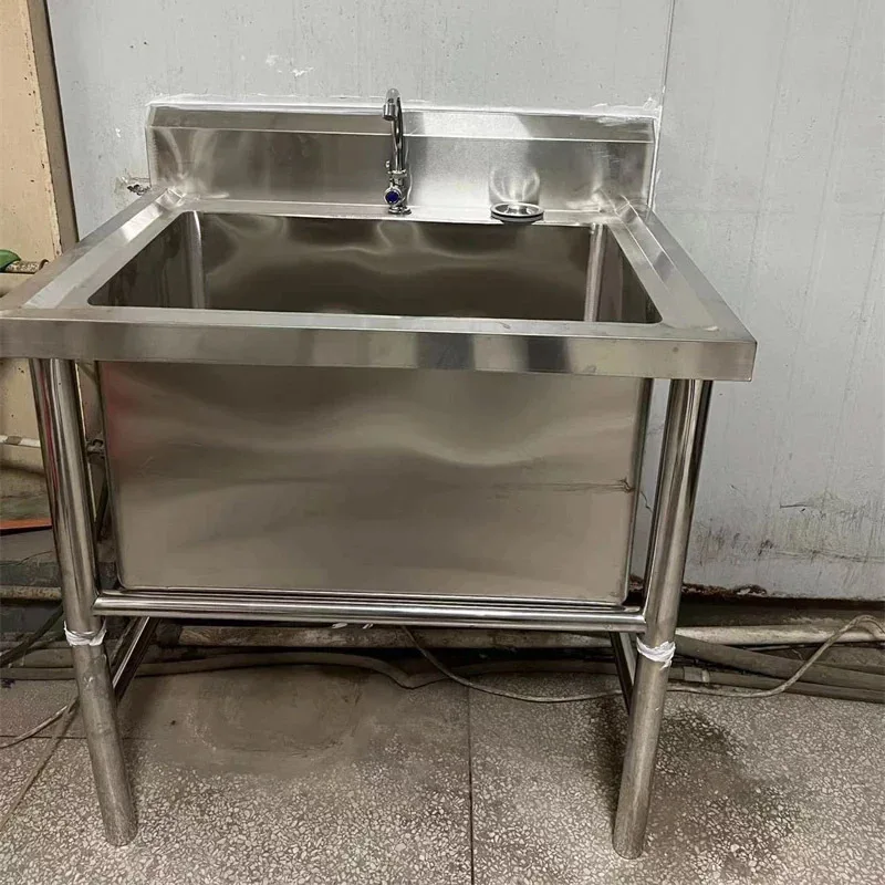 Commercial Stainless Steel Single Kitchen Sinks Washing Sink Thicken Deepen Large For Restaurant Floor