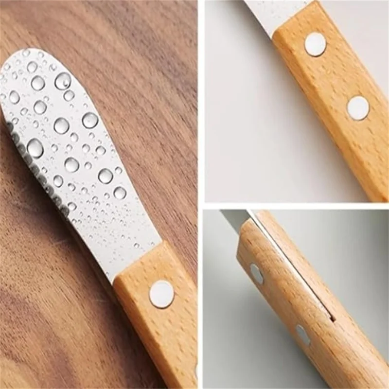 Cheese Butter Knife 1Pc Stainless steel cream cheese butter knife wooden handle sandwich cheese and jam spread tool kitchen utensils