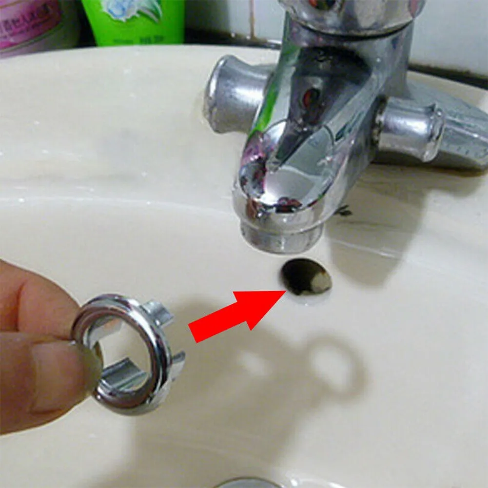 

2pcs Bathroom Basin Sink Overflow Ring Chrome Hole Washbasin Trim Cover Cap Inserts Round Drain Stopper Filter Home Decoration