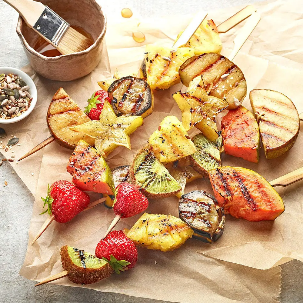 Bamboo Wooden BBQ Skewers Food Meat Tool Barbecue Party Disposable Wood Sticks Catering Shish Kabob Grill Camping 100pc/lot
