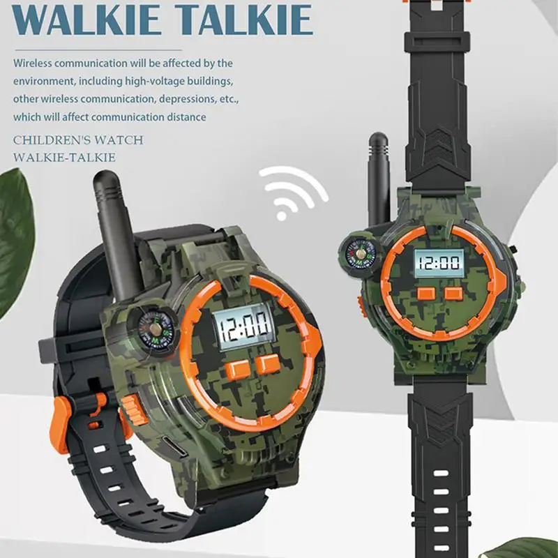 Outdoor Walky Talkies Rechargeable Interphone Toy For Children Green Walkie Talkies Watch For Park Travel Camping Adventures 4