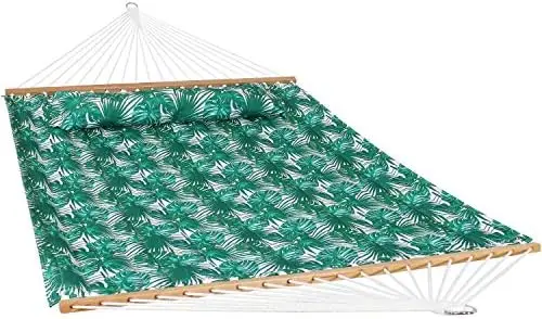 

Quilted Polyester Double Hammock and Pillow - 450-Pound Weight Capacity - Green Palm Leaves H pillow Cooling gel pillow Body pil