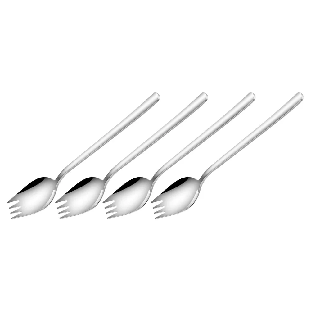 

4 Pcs Stainless Steel Salad Spoon Dual Purpose Fork Flatware Noodle Restaurant Fruit Forks Pasta Spoons Small