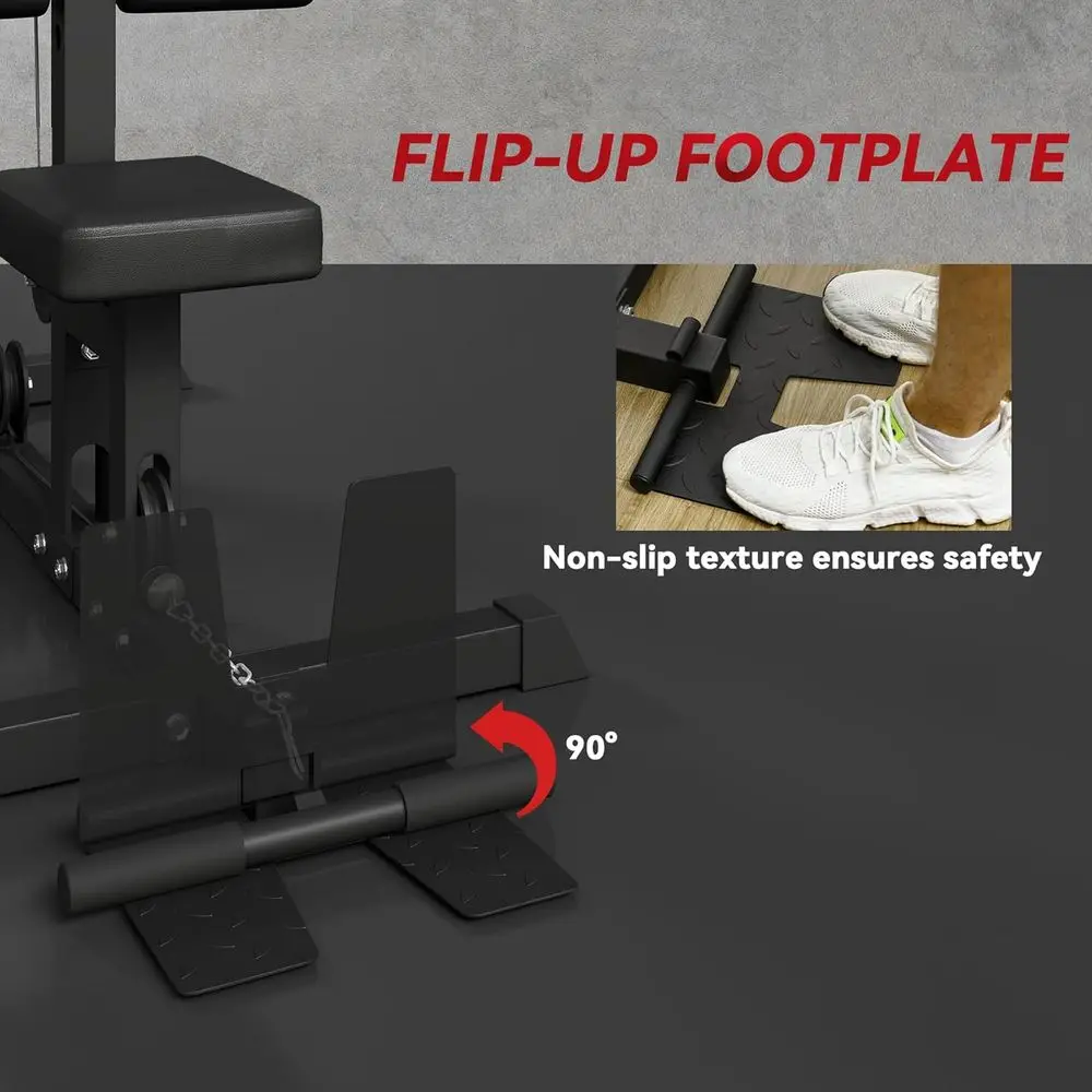 LAT High Low Pulley Stations, Cable Row Machine With Adjustable Seat & Flip-Up Footplate, For Home Gym_voghion.com