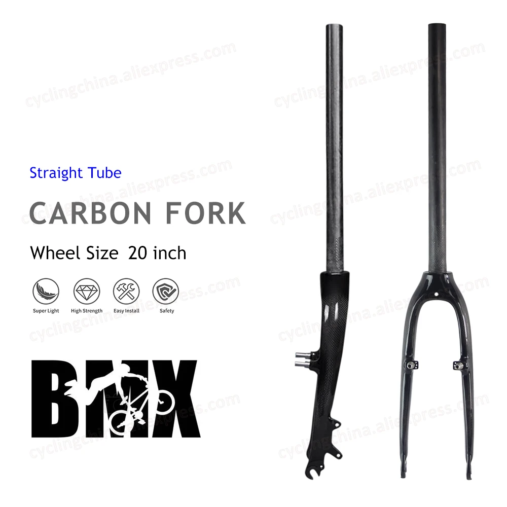 

Nologo V&Disc Brake Rigid Fork 3K Full Carbon Fibre Folding BMX Bike Front Fork QR 9X100mm Fit for Wheel 20inch Bicycle Parts