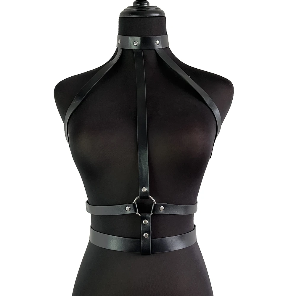 

Fashion Harness Lingerie For Women Leather Chest Body Bondage Gothic Suspender Sexy Bra Cage Waist Wide Straps Garters Belt