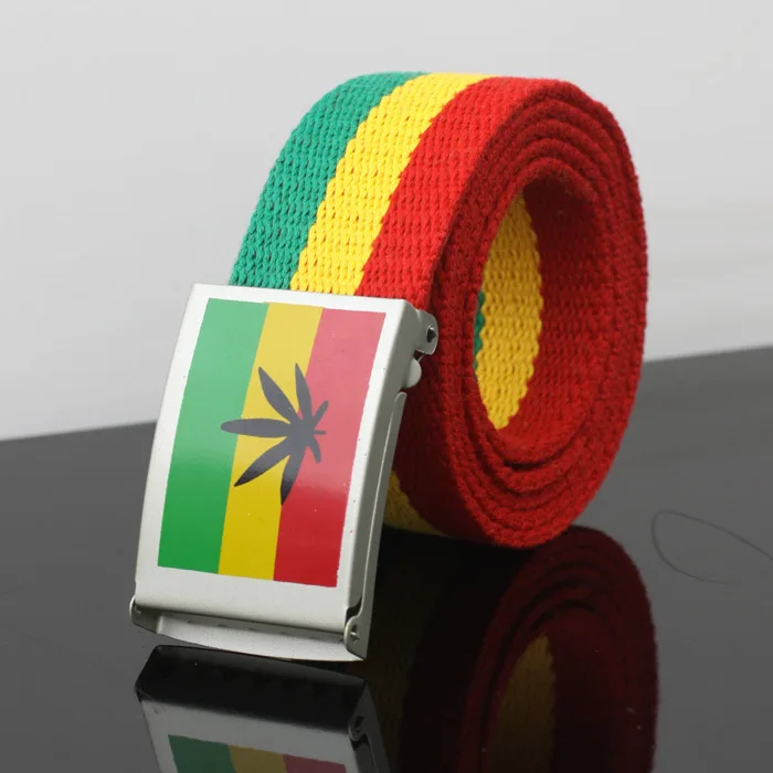 Jamaican color blocking canvas belt trendy casual belt for men and women's versatile Korean version belt