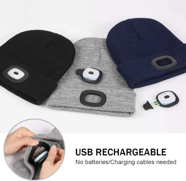 LED Beanie with USB Light 5