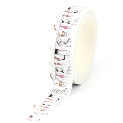 Cute Cats Kawaii Animal Decorative Washi Tape for Scrapbooking and Journaling (No. 1204)
