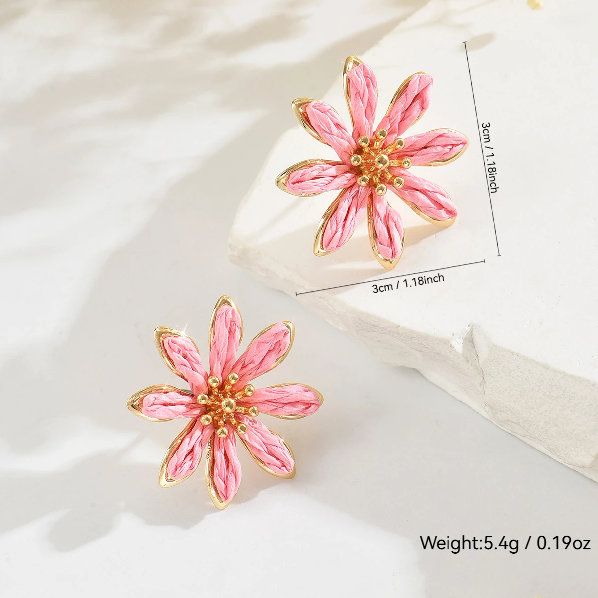 Bohemia Trendy Sweet Daisy Flower Rattan Knit Stud Earrings for Women Handmade Colorful Raffia Flowers Earrings Summer Jewelry