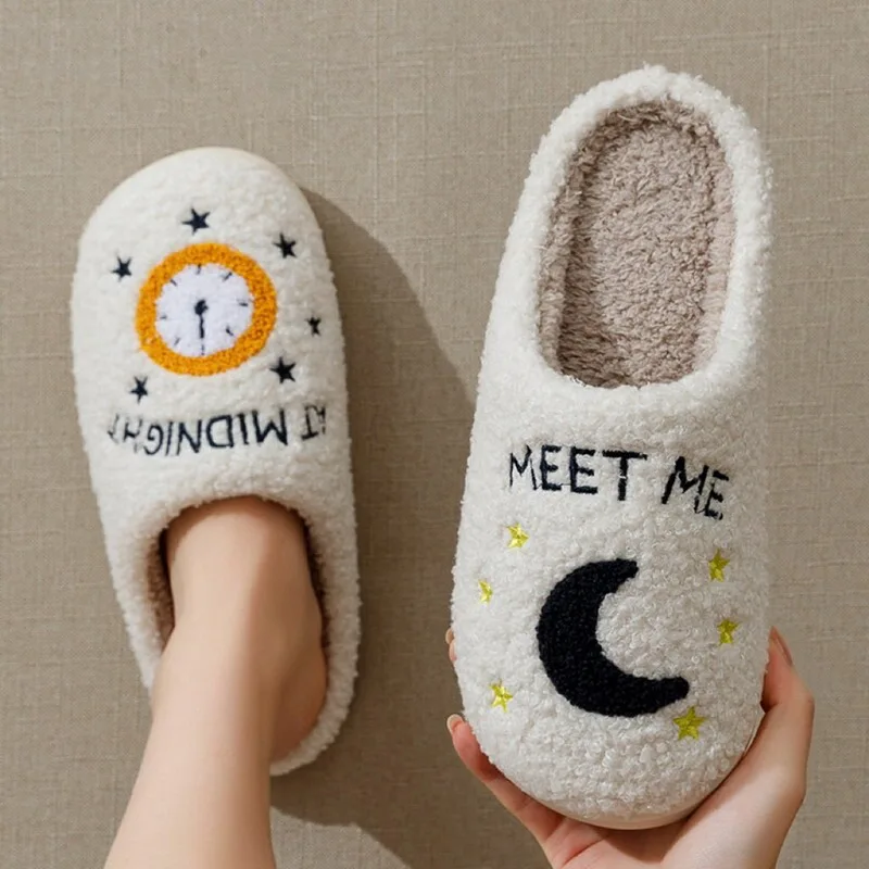 Woman Autumn Winter Shoes Butterfly Embroidery Cotton Slippers Non Slip Warm Indoor Floor Shoes Soft Plush Flat Home Slippers 5